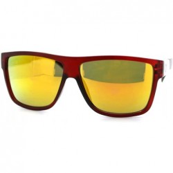 Square Mens Sporty Fashion Sunglasses Matted Square Frame Color Mirror Lens - Red - C1125UHVHBZ $12.42