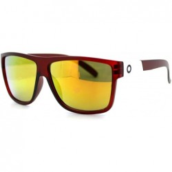 Square Mens Sporty Fashion Sunglasses Matted Square Frame Color Mirror Lens - Red - C1125UHVHBZ $12.42