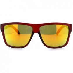 Square Mens Sporty Fashion Sunglasses Matted Square Frame Color Mirror Lens - Red - C1125UHVHBZ $12.42