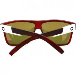 Square Mens Sporty Fashion Sunglasses Matted Square Frame Color Mirror Lens - Red - C1125UHVHBZ $12.42