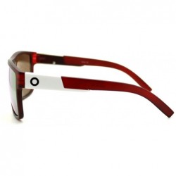 Square Mens Sporty Fashion Sunglasses Matted Square Frame Color Mirror Lens - Red - C1125UHVHBZ $12.42