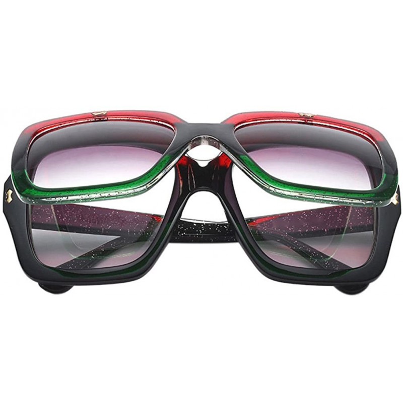 Square Women Oversized Square Flip Up Sunglasses Vintage Style Shades Eyewear - Color 2 - C618E5EN24U $8.94