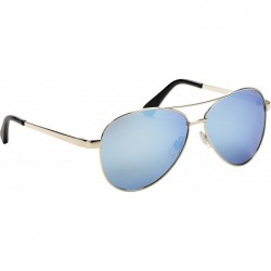Sport Plus Flyer Polarized Sunglasses - Gold Frame-Black Tips/Blue Mirror Gray Base Lens - C012M7TX8U7 $50.21