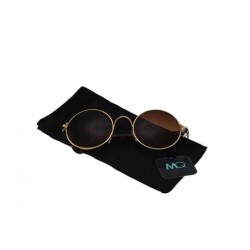 Goggle Jules - Retro Round Sunglasses with Microfiber Pouch - Gold / Brown - CX187U5L0CZ $11.20