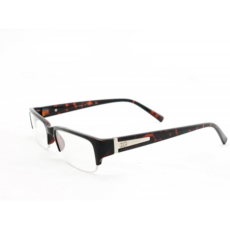 Oversized Unisex Clear Lens Sleek Half Frame Slim Temple Fashion Glasses - 1841 Tortoise - CE11T1623F1 $8.30