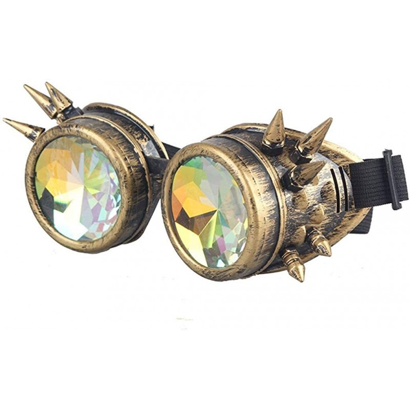 Goggle EDM Rave Festival Rainbow Kaleidoscope Diffraction Glasses & Goggles - Spikey Bronze/Holographic - CM1949DQL7X $11.42