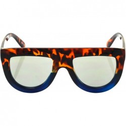 Oversized Flat Top TEARDROP Women Sunglasses Aviator Style Square Shades - Tortoise Blue / Gold Mirrored - CJ17YXCEAOL $11.88