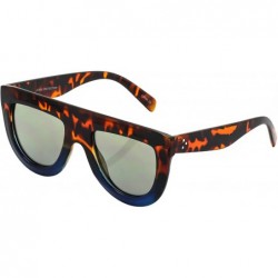 Oversized Flat Top TEARDROP Women Sunglasses Aviator Style Square Shades - Tortoise Blue / Gold Mirrored - CJ17YXCEAOL $11.88