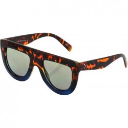 Oversized Flat Top TEARDROP Women Sunglasses Aviator Style Square Shades - Tortoise Blue / Gold Mirrored - CJ17YXCEAOL $11.88