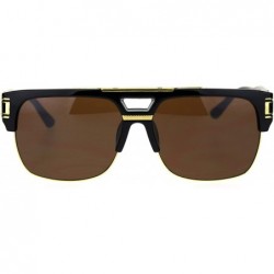 Rectangular Mens Flat Top Mobster Mafia Half Rim OG Sunglasses - Black Solid Brown - CD18SSCGU96 $9.26