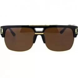 Rectangular Mens Flat Top Mobster Mafia Half Rim OG Sunglasses - Black Solid Brown - CD18SSCGU96 $9.26