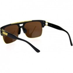 Rectangular Mens Flat Top Mobster Mafia Half Rim OG Sunglasses - Black Solid Brown - CD18SSCGU96 $9.26