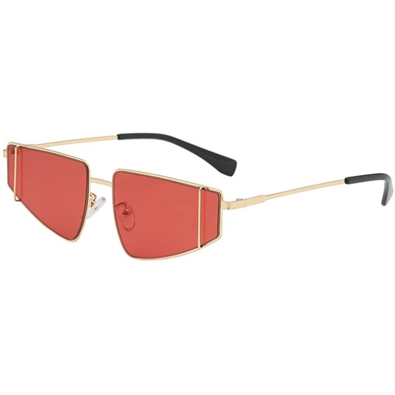 Oversized Vintage Aviator Square Sunglasses for Men Women Gold Frame Retro Brand Designer Classic Sunglasses - Red - C218TYWR...