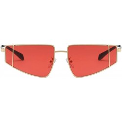 Oversized Vintage Aviator Square Sunglasses for Men Women Gold Frame Retro Brand Designer Classic Sunglasses - Red - C218TYWR...