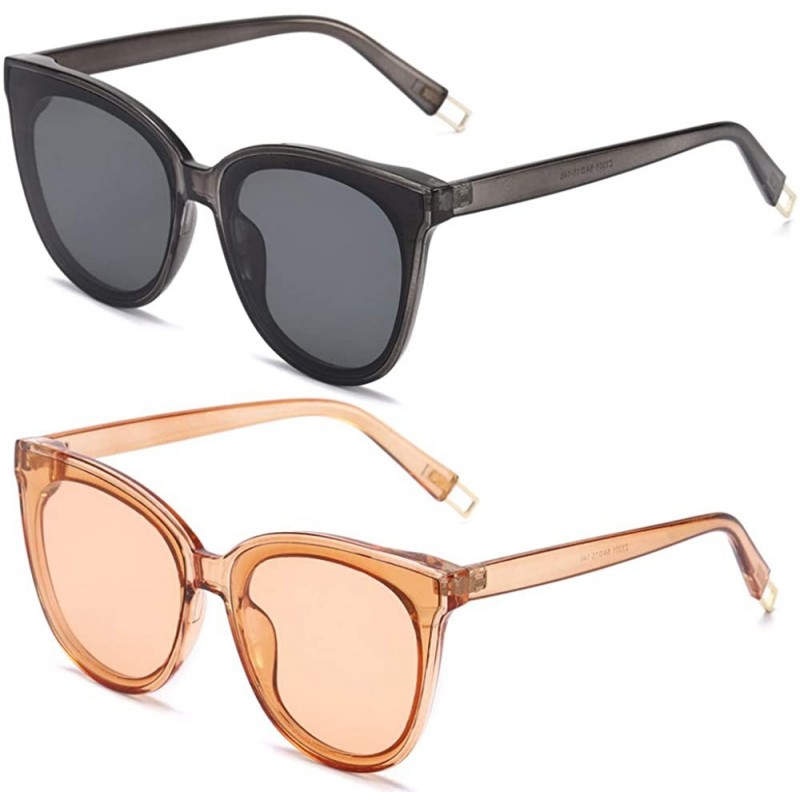 Cat Eye Polarized Sunglasses UV Protection Vintage Sun Glasses for Women Men - Gray&champagne - CU18DN54MXU $10.32