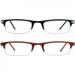 Rectangular Reading Glasses Thin Semi Rimless rectangular Frame 2 Pairs Multi Pack Men Women - Black & Red - CV1885YMKXL $27.86