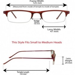 Rectangular Reading Glasses Thin Semi Rimless rectangular Frame 2 Pairs Multi Pack Men Women - Black & Red - CV1885YMKXL $17.46