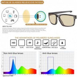 Wayfarer Polarized Wayfarer Sunglasses Computer Readers Glasses of Anti Blue Light - Transparent Grey/Yellow - CQ18E5MR4YD $1...