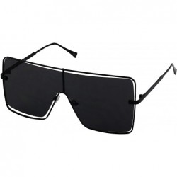 Goggle Oversized Flat Top Square VINTAGE RETRO SHIELD VISOR Style Aviator SUNGLASSES - Black - C518M2W5ORY $15.36