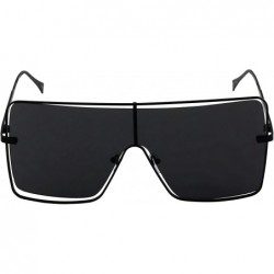 Goggle Oversized Flat Top Square VINTAGE RETRO SHIELD VISOR Style Aviator SUNGLASSES - Black - C518M2W5ORY $15.36