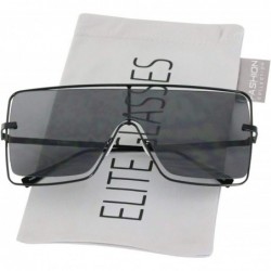 Goggle Oversized Flat Top Square VINTAGE RETRO SHIELD VISOR Style Aviator SUNGLASSES - Black - C518M2W5ORY $15.36