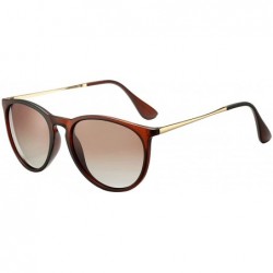 Sport Polarized Sunglasses for Women Classic Round Retro Sun Glasses - A4 Brown Frame/Brown Gradient Lens - C019468TG06 $27.05