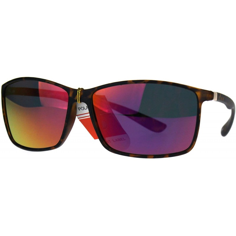 Rectangular TAC Polarized Lens Sunglasses Mens Thin Light Weight Rectangular Mirrored - Tortoise (Fuchsia Mirror) - CK1897Q7I...