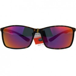 Rectangular TAC Polarized Lens Sunglasses Mens Thin Light Weight Rectangular Mirrored - Tortoise (Fuchsia Mirror) - CK1897Q7I...