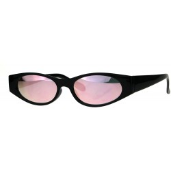 Oval Womens Super Slim Sunglasses Oval Frame Modern Style Shades Mirror Lens - Black (Pink Mirror) - C4180ZY2EWH $20.00