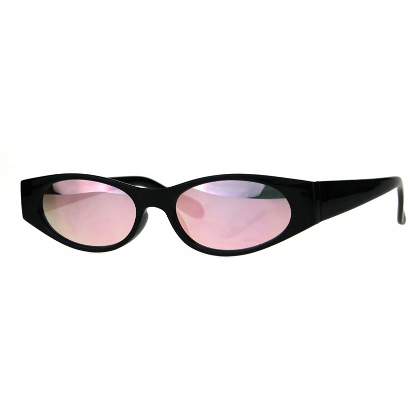 Oval Womens Super Slim Sunglasses Oval Frame Modern Style Shades Mirror Lens - Black (Pink Mirror) - C4180ZY2EWH $8.05