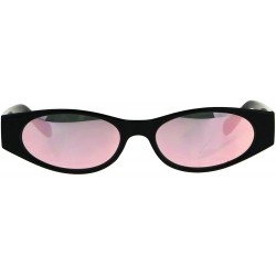 Oval Womens Super Slim Sunglasses Oval Frame Modern Style Shades Mirror Lens - Black (Pink Mirror) - C4180ZY2EWH $8.05