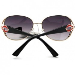 Oval Women's Luxurious Sunglasses Classy Designer Fashion Eyewear - Black Red - C0123KGVOSJ $7.92