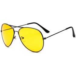 Oval Fashion Unisex Sunglasses Metal Frame with Case UV400 Protection - Gunmetal Frame/Night Vision Lens - CE18WNERKXO $39.42