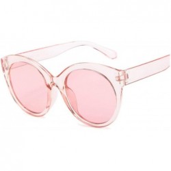 Round New Vintage Pink Cat Eye Sunglasses Women Fashion Er Mirror Cateye Round Sun Glasses Female Shades UV400 - Pink - CL199...