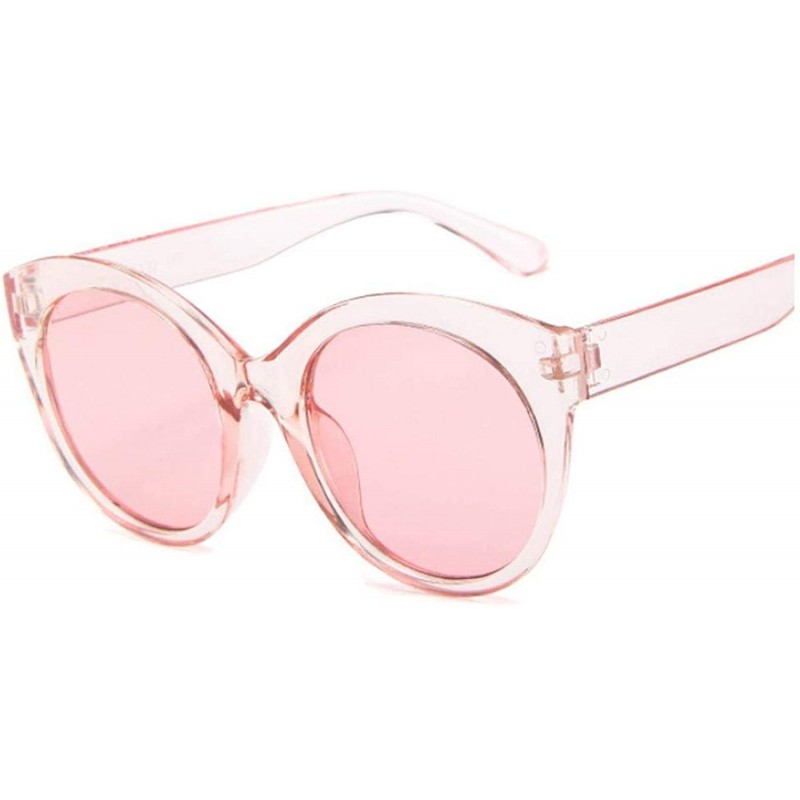 Round New Vintage Pink Cat Eye Sunglasses Women Fashion Er Mirror Cateye Round Sun Glasses Female Shades UV400 - Pink - CL199...