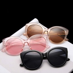 Round New Vintage Pink Cat Eye Sunglasses Women Fashion Er Mirror Cateye Round Sun Glasses Female Shades UV400 - Pink - CL199...