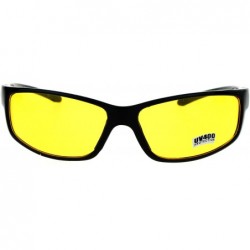 Sport Mens Driving Yellow Driving Lens Warp Around Sport Biker Sunglasses Black - CR12NTFTR1P $8.10