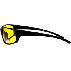 Sport Mens Driving Yellow Driving Lens Warp Around Sport Biker Sunglasses Black - CR12NTFTR1P $8.10