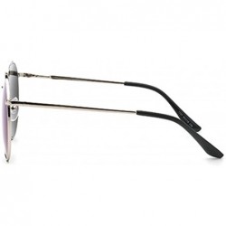 Shield Classic Retro Designer Style Round Sunglasses for women metal Resin UV400 Sunglasses - Silver Blue - CM18T2W33D9 $15.15