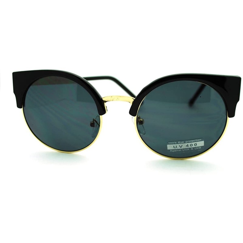 Round Round Cateye Sunglasses Womens Sexy Retro Fashion Shades - Black - C711FTVTXXR $11.25