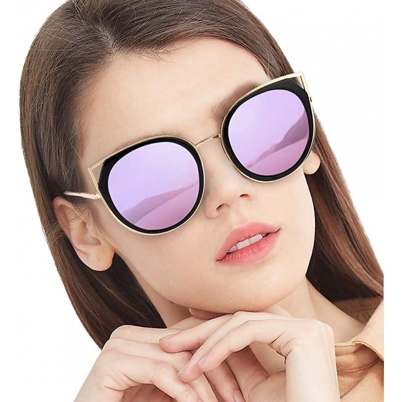 Oversized Oversized Cateye Sunglasses for Women Mirrored Polarized Eyewear for Women UV400 Protection - C1194CCIKTQ $16.14