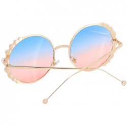 Oversized Fashion Round Pearl Decor Sunglasses UV Protection Metal Frame - Gold Frame Blue Pink Lens - C918QZ3LWDW $17.49