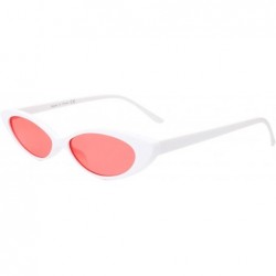 Oversized Cat Eye Sunglasses Oval Round Skinny Clout Goggles Small Vintage Glasses - White - CS18CUUE9LZ $34.45