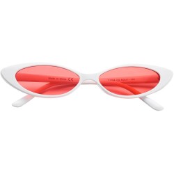 Oversized Cat Eye Sunglasses Oval Round Skinny Clout Goggles Small Vintage Glasses - White - CS18CUUE9LZ $15.16