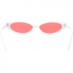 Oversized Cat Eye Sunglasses Oval Round Skinny Clout Goggles Small Vintage Glasses - White - CS18CUUE9LZ $15.16