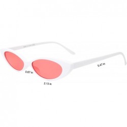 Oversized Cat Eye Sunglasses Oval Round Skinny Clout Goggles Small Vintage Glasses - White - CS18CUUE9LZ $15.16