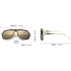Rectangular Vintage Men Sunglasses Brand Designer Male Flat Top Big Women Fashion Retro Clear Eyewear - Black Blue - C418R2QD...