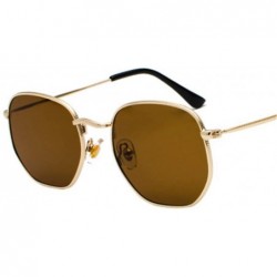 Oval Square Sunglases Men Women Metal Frame Fishing Glasses Gold Gray Eyewear - Gold Tea - CH194OKAXNU $30.97