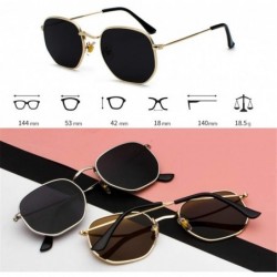 Oval Square Sunglases Men Women Metal Frame Fishing Glasses Gold Gray Eyewear - Gold Tea - CH194OKAXNU $30.97