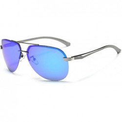 Aviator Classic Aviator Sunglasses Mirrored Polarized Lens Metal Frame for Men Women - Blue - CG18XLEWHUX $25.75